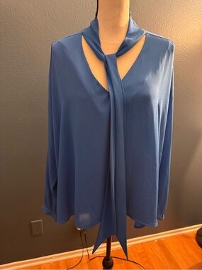 Fifteen Twenty Dusty Blue Tie-Neck Blouse